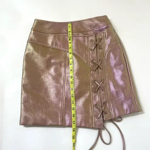 Nicholas Sofie Metallic Rose Wrap Style Lace Up Mini Skirt Size 4