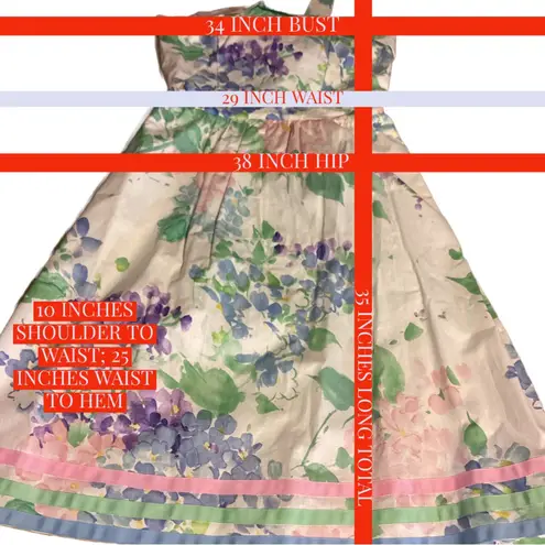 Blair Woolverton VINTAGE 1980'S STRAPLESS PASTEL FLORAL PRINT TEA DRESS (12)