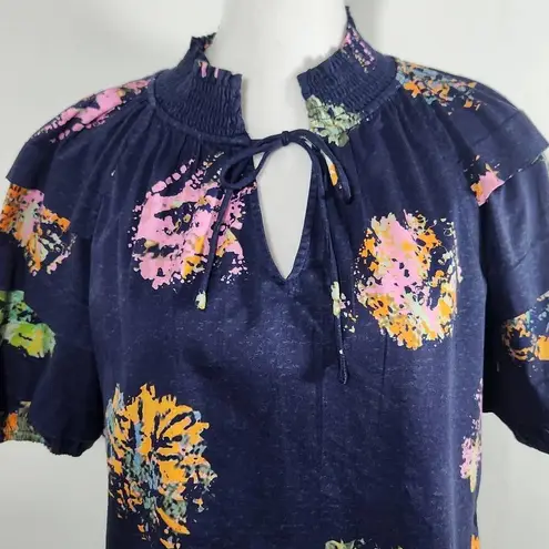 Nic+Zoe Navy Floral Blouse NWT Size PP Dark Blue Floral Top Navy and Pink Top