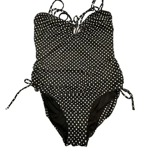 Newport News  Black and White Polka Dot One Piece Bathingsuit