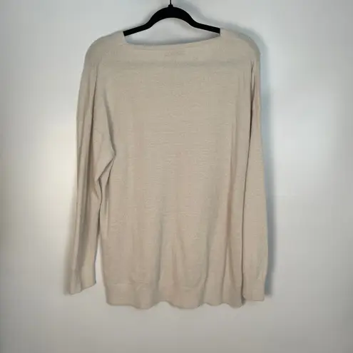 Barefoot Dreams Women's Cream Beige Ultra Lite Hi-Low V-Neck Sweater Size Small