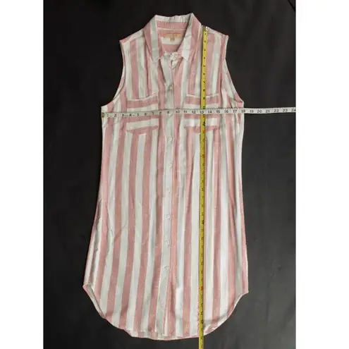 HOPE & HARLOW Sleeveless Shirt Dress in Pink and White Stripes Size 10