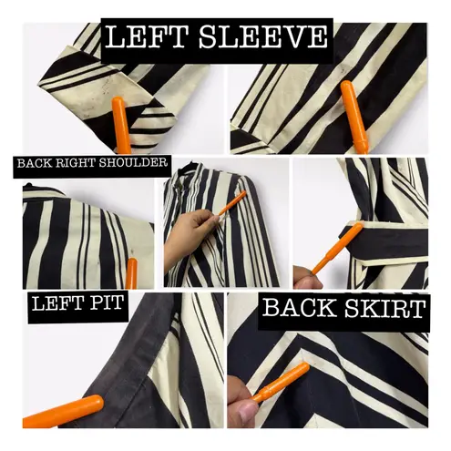 VTG 70s Eleanor Brenner ILGWU Dress Jacket 2 Piece 3/4 Striped Belt Posh Preppy Black Size 6