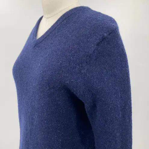 Vintage 90s Jos A Bank Merino Wool Sweater V Neck Fitted Long Sleeve Navy S/ M Blue