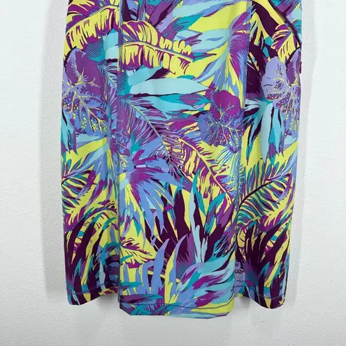 Title Nine Arabella Nimblene Halter Dress Purple Palm Trees Back Zip SUP Size 8