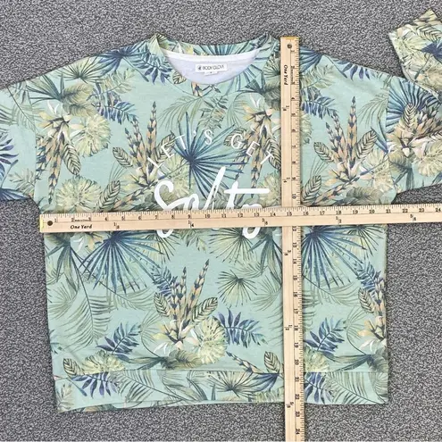 Body Glove Let’s Get Salty Tropical Print Shirt Green Small Crop Sweatshirt
