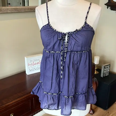 American Eagle  Blue Peplum Retro Top