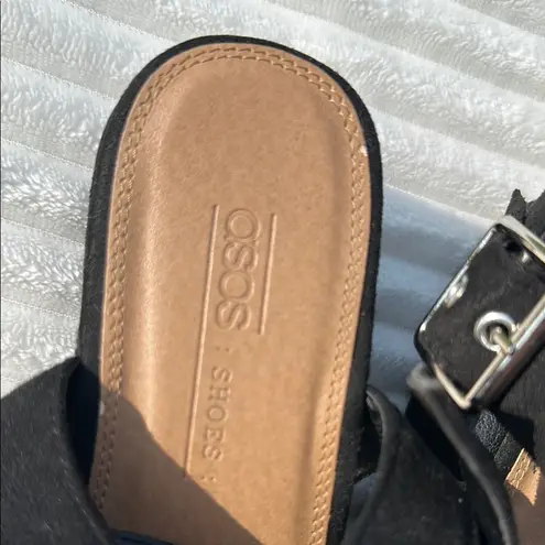 ASOS  Black Suede Sandals with Wide Strap and Cushioned Sole - Image 3