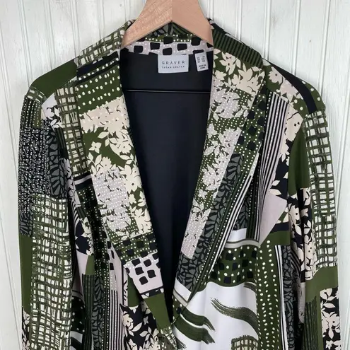 Susan Graver GRAVER Printed LK Fushion Blazer Women's Size 3X Mixed Print Green - Image 3