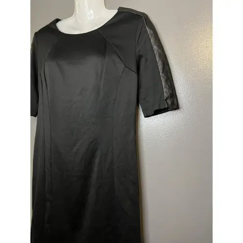 Attention  Dress Womens Medium Black Faux Leather Sleeve Sheath Knee Length