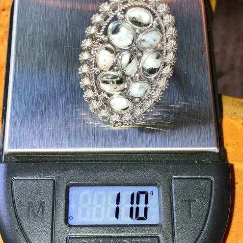 Natural White Buffalo Sterling Silver Cocktail Ring Size 8