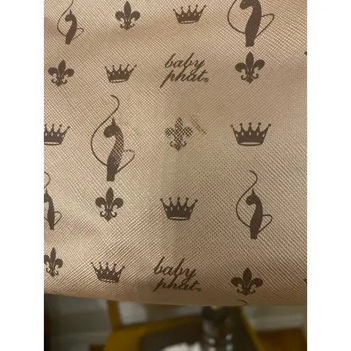 Baby Phat Rose Gold Logo Print Shoulder Bag Ring Handles & Strap Y2K Vintage