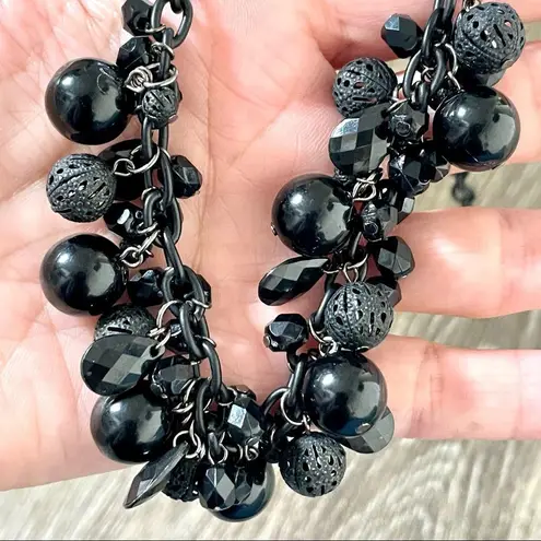 Ny Collection black beaded cluster necklace