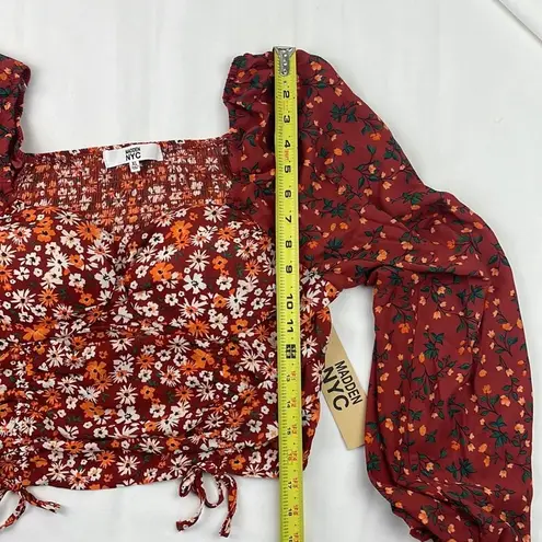 Madden NYC Shirred Print Peasant Top. Padded cups. Size XL junior’s 15