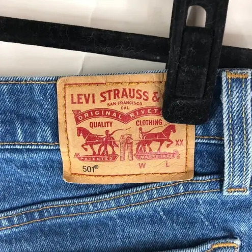 Levi's Levi Strauss & Co. Womens Shorts 501 Button Fly Raw Hem Cut Off Medium Wash 29