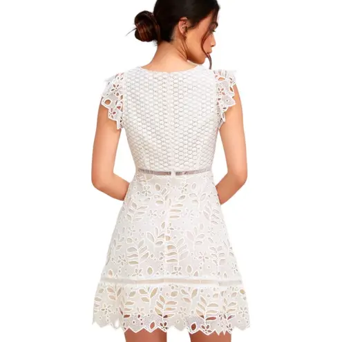 BB Dakota  Womens Ariane Eyelet Floral Lace Formal Skater Dress Size 2 White