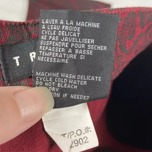 Tribal Pants Womens Size 4 Red Black Denim Slim Straight Stretch Animal Print