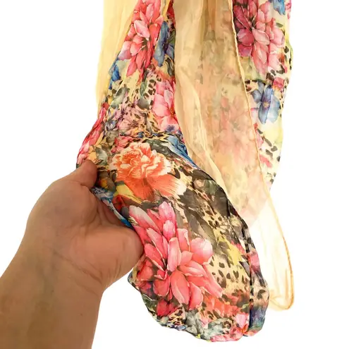 Bonita Basic Susi Yellow Activewear Jacket with Floral Scarf Size Large