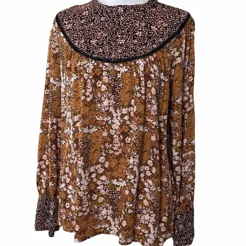 Hinge Nordstrom Boho Mixed Print Blouse Top Shirt