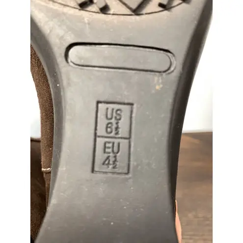 Aerosoles Women's Pull On Ankle Booties Wedge Heels Suede Brown Leather 6.5M