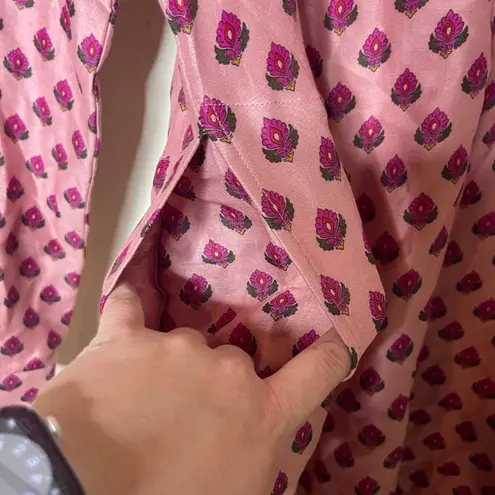 Punit Balana Kaftan Kurta Pink floral Gold top sz S