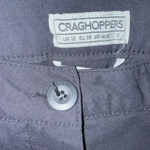 Craghoppers Kiwi Pro II Stretch Pants Hiking Travel Zip Pockets Gray Short US 8