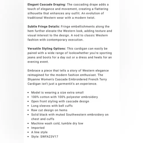 Shyanne Cascade Embroidered French Terry Cardigan Western Embellished Timeless