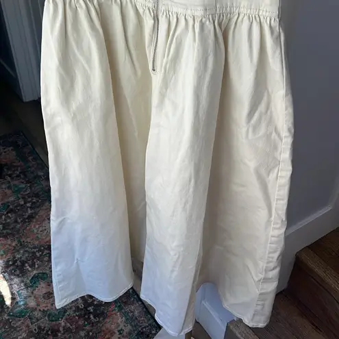 NWT OAK + FORT DROP WAIST STRAPLESS TWILL DRESS in Cream XS $108 White