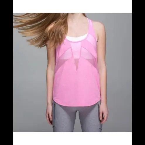 Lululemon  White If You’re Lucky Mesh Tank top in Bubble Gum pink