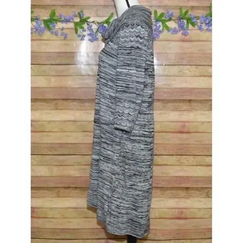 Sandra Darren Ladies Gray Cowl Neck Sweater Midi Dress Size L Comfy Warm Casual