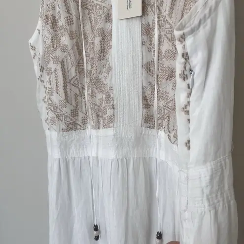Sundance Floral Boho Embroidered Sleeveless Maxi Dress Large NWT Ivory Honeymoon