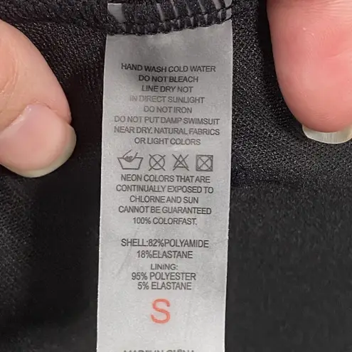 Womens Swimsuit Small One Piece Black with White Stripes Minimalist Classic