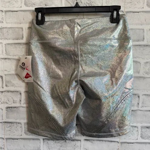 NWT! Women’s MONO B silver holographic biker shorts Medium
