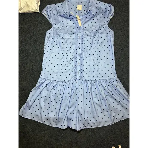 Anthropologie Maeve Cap Sleeve Button Front Romper Size Small Blue