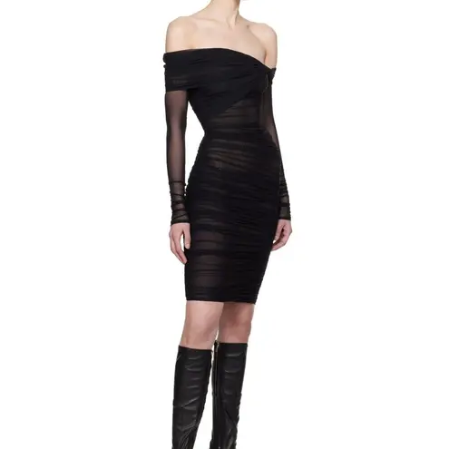 Mugler One Shoulder Mini Dress in Black 42 New Womens Long Sleeve Size undefined