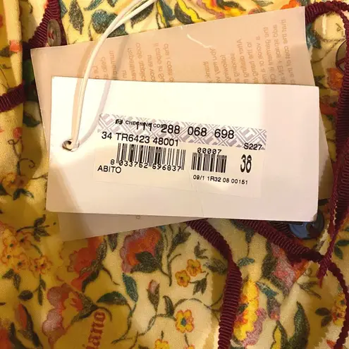 John Galliano NWT $850 Vintage Yellow Floral Tasseled Dress 38