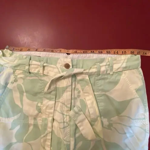 Lands’ End Women’s 12P Green Floral Cotton Skort Golf Tennis Walking Twill skirt