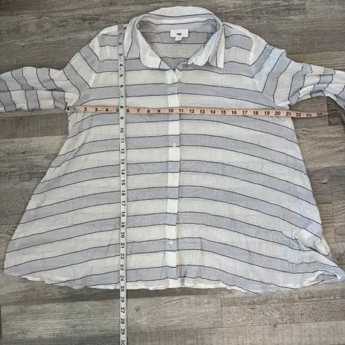 J.Jill  Blue White Stripe Button Down Tunic Lightweight H17 - Image 4