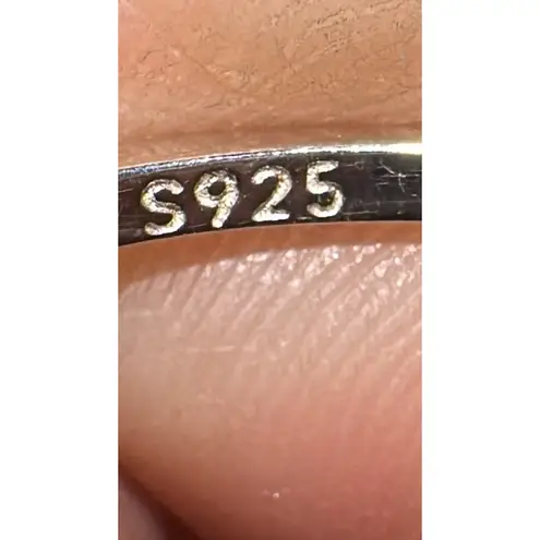 Sterling Silver Tanzanite And CZ Ring Size 7.5