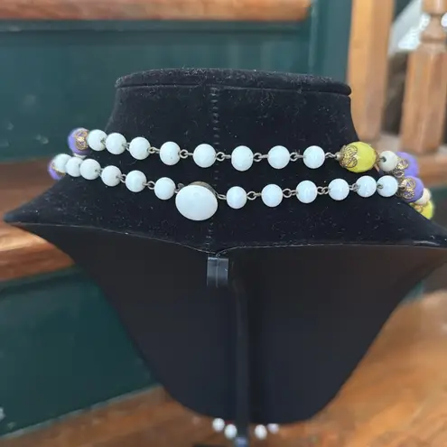 Elegant Yellow and Purple Beaded Necklace