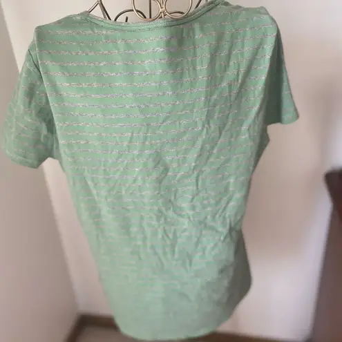 Boden plus size green and grey stripe v neck tee size 16 96% cotton Gray
