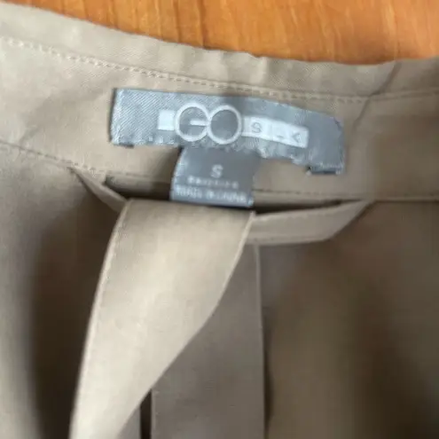 Edge NWT Go Silk Women's Silk Shirt Dress w Belt in "Stone " Brown Size Small