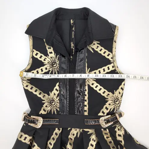 Barok Paris NJ Couture Black & Gold Scuba Material Sleeveless Dress NWT