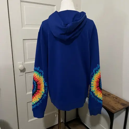 Blue Hoodie with Love at First Sight Graphic Vintage Sweater Tyedye sz Large