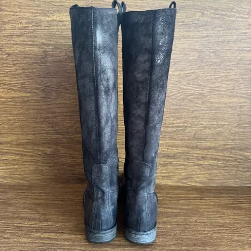 Paola Ferri Grey Black Distressed Suede Studded Moto Motorcycle Boots 39 Gray Size 8