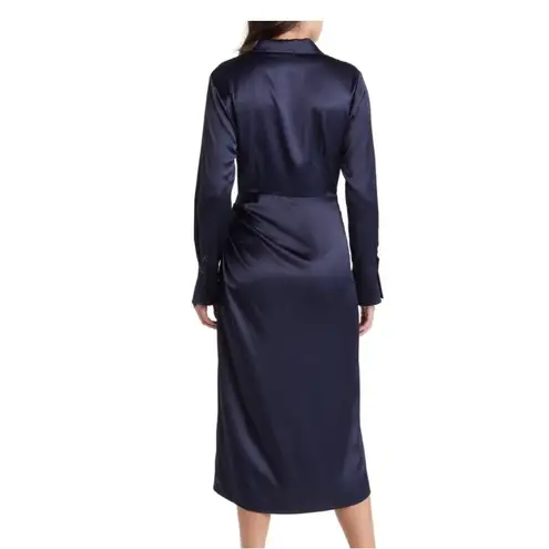 MILA MAE NWT Blue Long Sleeve Satin Shirtdress Dress L Size L