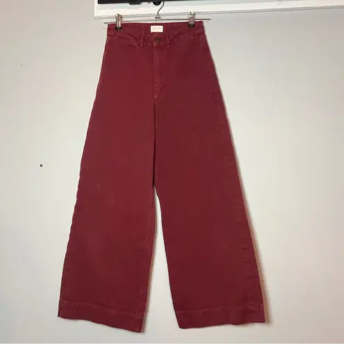 Gorman Wide Leg Pants Dark Red Burgundy High Rise Crop Ankle AU 6 US Size 2