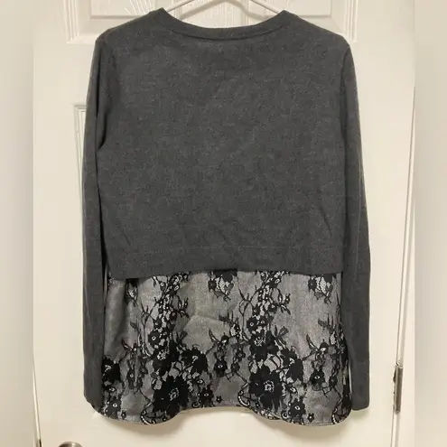 Club Monaco  Claribel Gray Merino Wool 2-in-1 Long Sleeve Blouse