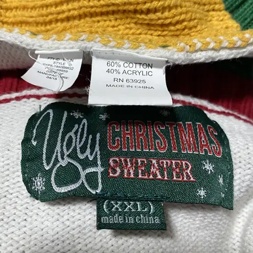 Ugly Christmas Sweater Elf Yourself XXL Red & Green Funny Holiday Knit Striped