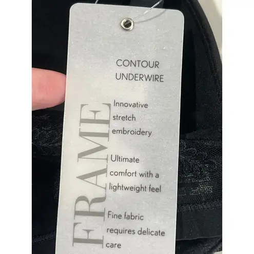 Natori Frame Black Bra Size 32D Style 723310 Contour Underwire Intricate Lace